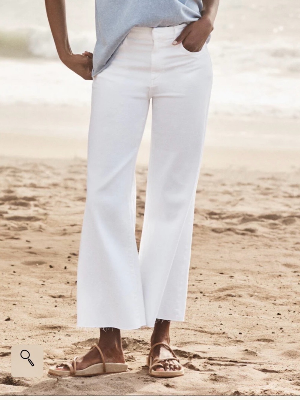 Frank & Eileen Galway White Wide-Leg Cropped Jeans - 27